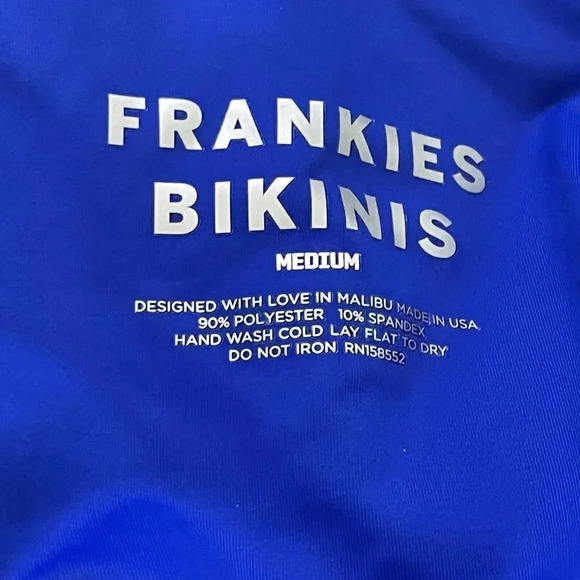 Frankie’s bikinis Honey Velvet Cheeky One Piece Swimsuit NWT Size Medium Blue - Picture 10 of 11